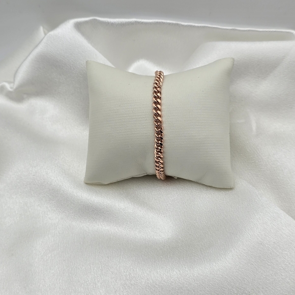 Elegant Rose Gold Over Sterling Silver Italian Miami Cuban Bracelet